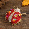 cartoon rhinestonne studded seven star ladybug brooch alloy enamel beetle men's women's clothing pin - Image 2