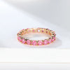Single Row Stone Blue Green Pink Ice Flower Zircon Stacking Engagement Rings For Women Gold Color Round Wedding Bands - Image 6