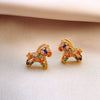 Gold Plated Full Zircon Horse Stud Earrings for Women Cute Colorful Animal Zodiac Ear Studs Dedicate Jewelry Gifts K1 - Image 1