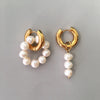 Three Freshwater Pearls Strand Drop Earrings For Women Gold Plated Brass Long Earring Statement Jewelry - Image 10