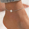 Silver Plated Four Leaf Clover Zircon Anklet for Women Simple Adjustable Ankle Chain Summer Vacation Jewelry Gift - Image 9