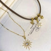 Adjustable Sun Star Zircon Necklace for Women Vintage Leather Necklace Double Layered Star Pendant Chain Choker Jewelry - Image 5