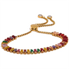 Colorful Bling Cubic Zirconia Chain Stainless Steel Pull-out Bracelet Bangle Jewelry Party Gift - Image 8