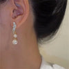 Classic Elegant Imitation Double Pearl Dangle Earrings For Women Crystal Long Tassel Drop Earring Wedding Jewelry Gifts - Image 2