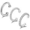 3pcs Ear Cuff Silver Hoop Cuffs Earring for Women Teen Non Piercing Cubic Zirconia Earring Gifts - Image 2
