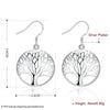 Silver Charm Round Tree of Life Earrings Necklace Set For Women Wedding Christmas Jewelry Set - Image 2
