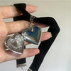 Goth Bat Heart Locket Photo Pendant Black Velvet Chain Necklace Choker Jewelry For Men Women Charm Halloween Jewelry Gift - Image 2