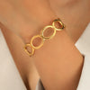 Circular Hollow-Out Cuff Bracelet, Gold Color Stainless Steel Wide Bangle for Women, Jewelry Unique Gift - Image 1