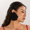 Salircon Exaggerated Large Rose Flower Earrings For Women Statement Pierced Stud Earrings Ladies Party Dinner Jewelry - Image 7