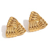 Golden Color Texture Weave Geometric Stud Earrings for Women Flat Square Triangle Stainless Steel Earring Party Jewelry - Image 3