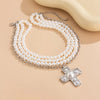 Elegant Multilayer Smooth Imitation Pearl Long Necklace for Women Jesus Cross Pendant Necklace Banquet Neck Jewelry - Image 15