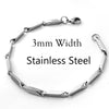 2/3mm Wide Stainless Steel Bamboo Chain Bracelet 19/21/23cm Length Silver Color Men Women Hand Jewelry - Image 1