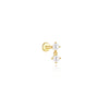 Silver 1pc Flower Shaped Inlaid Zircon Piercing Drop Earrings For Women Gold Jewelry Gift - Image 11