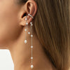 Korean Temperament Imitation Pearl Metal Chain Long Tassel C Shaped No Ear Holes Earbone Clip for Women Clip Earrings Jewelry - Image 7