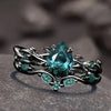 Black Color Inlaid with Green Stone Rings Set Round Flower Party Engagement Wedding Rings for Women Jewelry - Image 5
