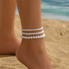 White Beads Simulated Pearl Anklets For Women 3pcs/Set Versatile Foot Chain Ankle Bracelet Boho Beach Jewelry Summer Accessories - Image 1
