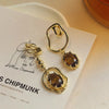 Vintage Maillard Coffee Tone Clip on Earrings for Non Pierced Retro Style Brown Resin Tiger Eye Stone Artistic Women Ears Clips - Image 2