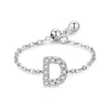 Silver 26 English Letters Adjustable Chain Finger Rings For Women Wedding Anniversary Jewelry - Image 22