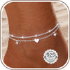 Silver Ankle Bracelets for Women Dainty Layered Anklets Beaded Sparkling CZ Heart Beach Ankle Bracelets - Image 6
