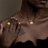 Retro Style Square Shape Star Moon Ring Necklace Gold Plated Stainless Steel Party Women Jewelry Set - Image 3
