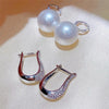 Pearl Dangle Earring for Women Bling Cubic Zirconia Elegant Silver Jewelry - Image 4