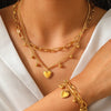 Stainless Steel Set Elegant Heart Beads String Chain Double Layered Necklace Bracelet Set For Women Jewelry Everyday wear - Image 1