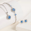 Silver Stud Earrings Crystal Clover Link Bracelets Necklace Jewelry Sets For Women - Image 10