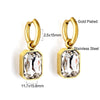 Green White Color Crystal Zircon Hoop Earrings For Women Stainless Steel Heart Square Leaf Shape Pendant Earring Gifts - Image 24