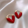 Vintage Red Enamel Love Heart Hoop Earrings For Women Elegant Dripping Oil Temperament Earrings Wedding Jewelry Gifts - Image 4
