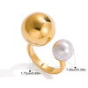 Yori Imitation Pearl Metal Pvd Plated Geometric Finger Ring Texture Jewelry Gift - Image 6