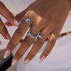 Miia Minimalist Geometric Lines Small Cat Dog Open Ring for Women Stainless Steel Zirconia Inlaid Funny Cute Jewelry - Image 4