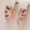 Shiny Purple Zircon Butterfly Drop Earrings Women Rose Gold Color Daily Jewelry Crystal Gift - Image 1