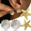 Vintage Metal Shell Stud Earrings for Women Accessories Personalization Jewelry Earrings Daily Wear Creative Jewelry Gift - Image 1