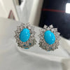 Oval Blue Imitation Turquoise Stud Earrings for Women Bohemia Vintage Style Cubic Zirconia Ear Studs Daily Party Jewelry - Image 2