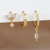 3PCS Horse eyes Pendant Piercing Earrings Set For Women Stainless Steel Zircon Ear Studs Earring Jewelry - Image 2