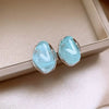 Irregular Smudging Resin Blue Jelly Ice Cute Geometric Bean Stud Earrings for Women Unique Design Party Jewelry Christmas Gift - Image 5