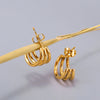 Classic Stainless Steel Hoop Earrings for Women Jewelry Needle Three Row Simply Design Metallic Earring Gifts - Image 6