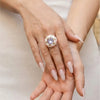 Vintage Flower Enamel Design Dome Ring Statement Stainless Steel Chunky Rings Gold Plated Big Sparkling Stone Ring for Women - Image 3