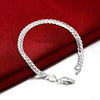 Silver Bracelets necklace Jewelry set for men Women classic 5MM Flat Chain 18/20/22/24 inch Party Gift - Image 3