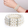 Three-Row Glass Bead Stretch Bracelet with Rhinestone Details - Image 8