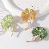 Enamel Ginkgo Biloba Brooches for Women Unisex Botanical Pins 2-color Available Office Party Gifts Accessories - Image 1