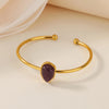 Stainless Steel Green Oval Stone Bracelet for Women Gold-plated Open Bangle Vintage Bohemian Jewelry Holiday Beach Party Gift - Image 4