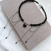 Punk Fringe Zircon Heart-Shaped Pendant Necklace for Women, Bohemian Geometric Baroque Black Crystal Chain Jewelry - Image 3
