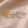 Zircon Leaf Rings For Women Stainless Steel Gold Color Geometric Ring Wedding Jewelry - Image 3