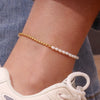 Stainless Steel Pvd Plating Waterpoof Rhinestone Zircon Freshwater Pearl Rope Chain Gold Color Anklets For Women - Image 4