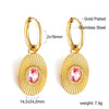 Green White Color Crystal Zircon Hoop Earrings For Women Stainless Steel Heart Square Leaf Shape Pendant Earring Gifts - Image 12