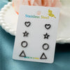 4Pairs Geometric Stainless Steel Heart Star Earring Moon Cross Ear Jewelry Set Girls Simple Classic Earrings Gifts Accessories - Image 5