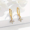 Flower Pendant Huggie Hoop Earrings in Stainless Steel with Gold-Tone or Silver-Tone Options - Image 4