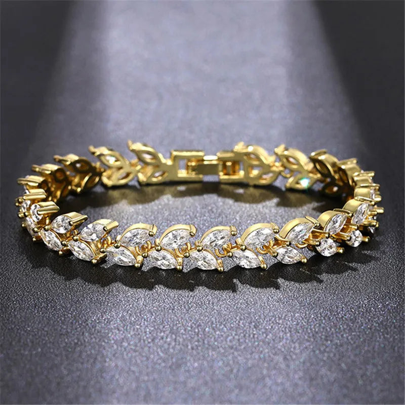 Silver Marquise Sparkly Cubic Zirconia CZ Crystal Tennis Bracelets Bangles for Women Female Jewelry - Image 1