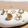 Stainless Steel Shell Starfish Open Ring Set for Women Exaggeration 5Pcs Adjustable Rings Retro Stackable Jewelry Gift - Image 4